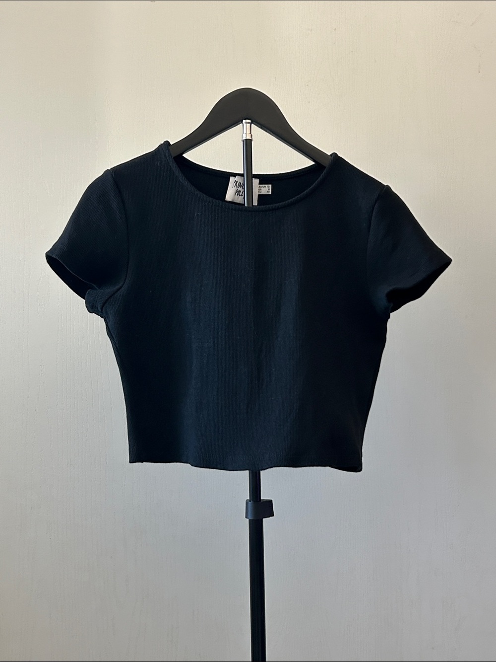 Women's Princess Polly Black Cropped Short Sleeve Ribbed